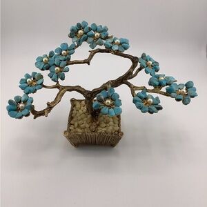 Vintage MCM Swoboda Turquoise and Cultured Pearl Bonsai Tree